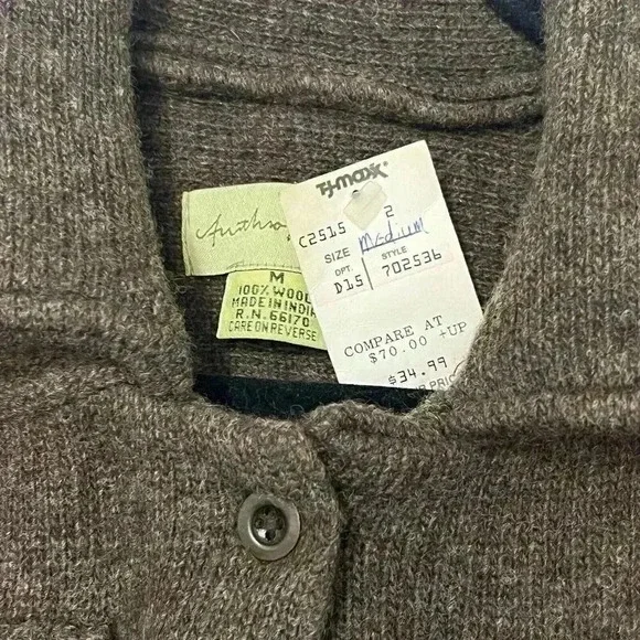 Anthropologie Jacket Women's Medium Brown Knit Wool NWT Cross Cropped Boho - Picture 4 of 6